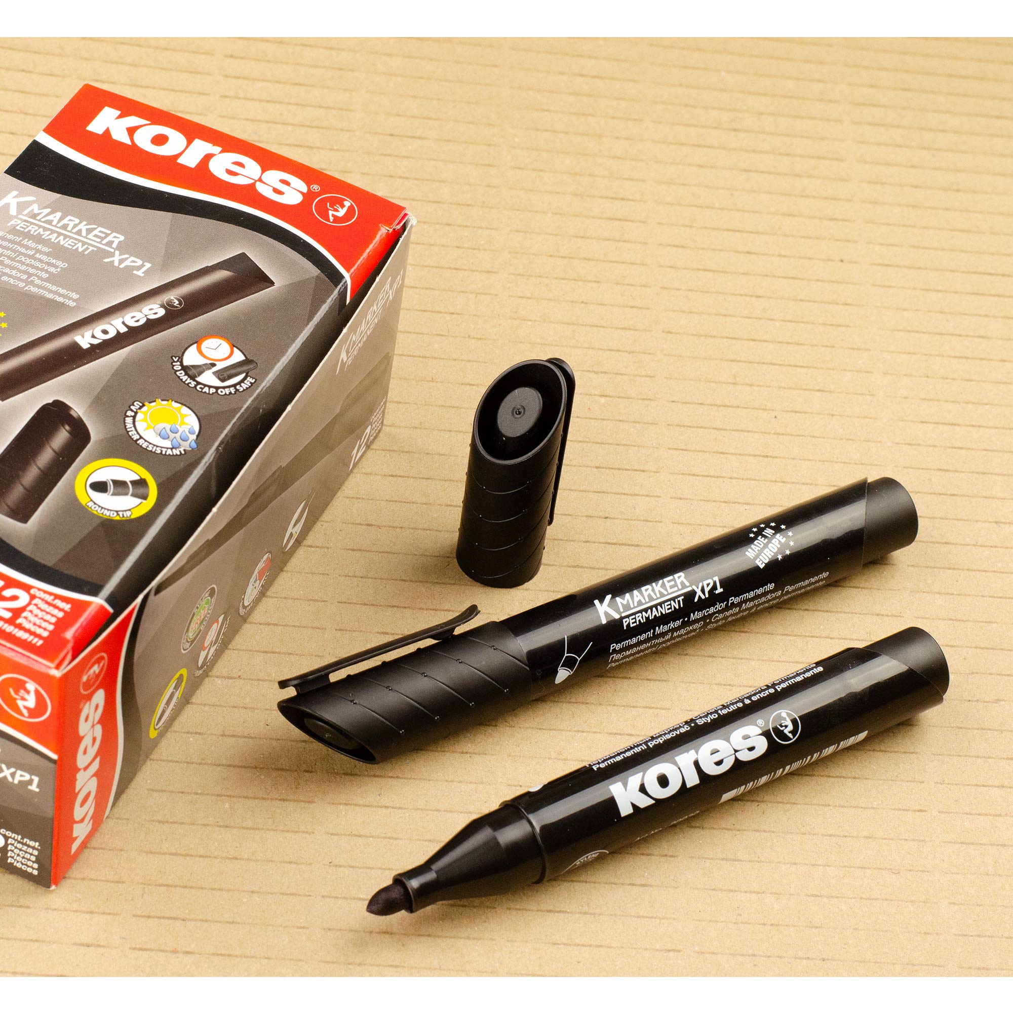 kores-k-marker-xp1-permanent-marker-schwarz-rundspitze-12er-pack image 5
