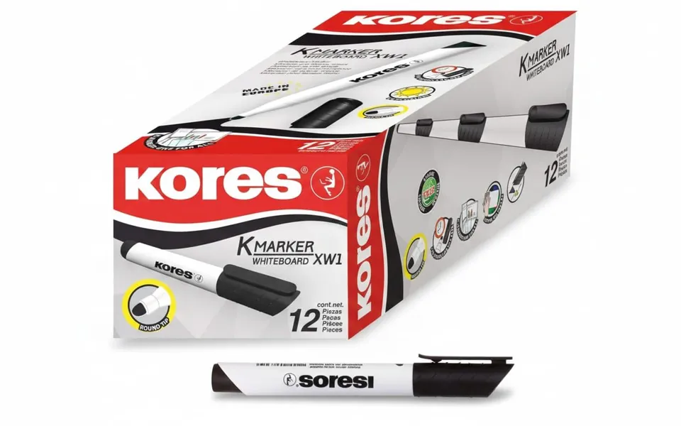 kores-k-marker-xw2-whiteboard-marker-schwarz-keilspitze-12er-pack image 1
