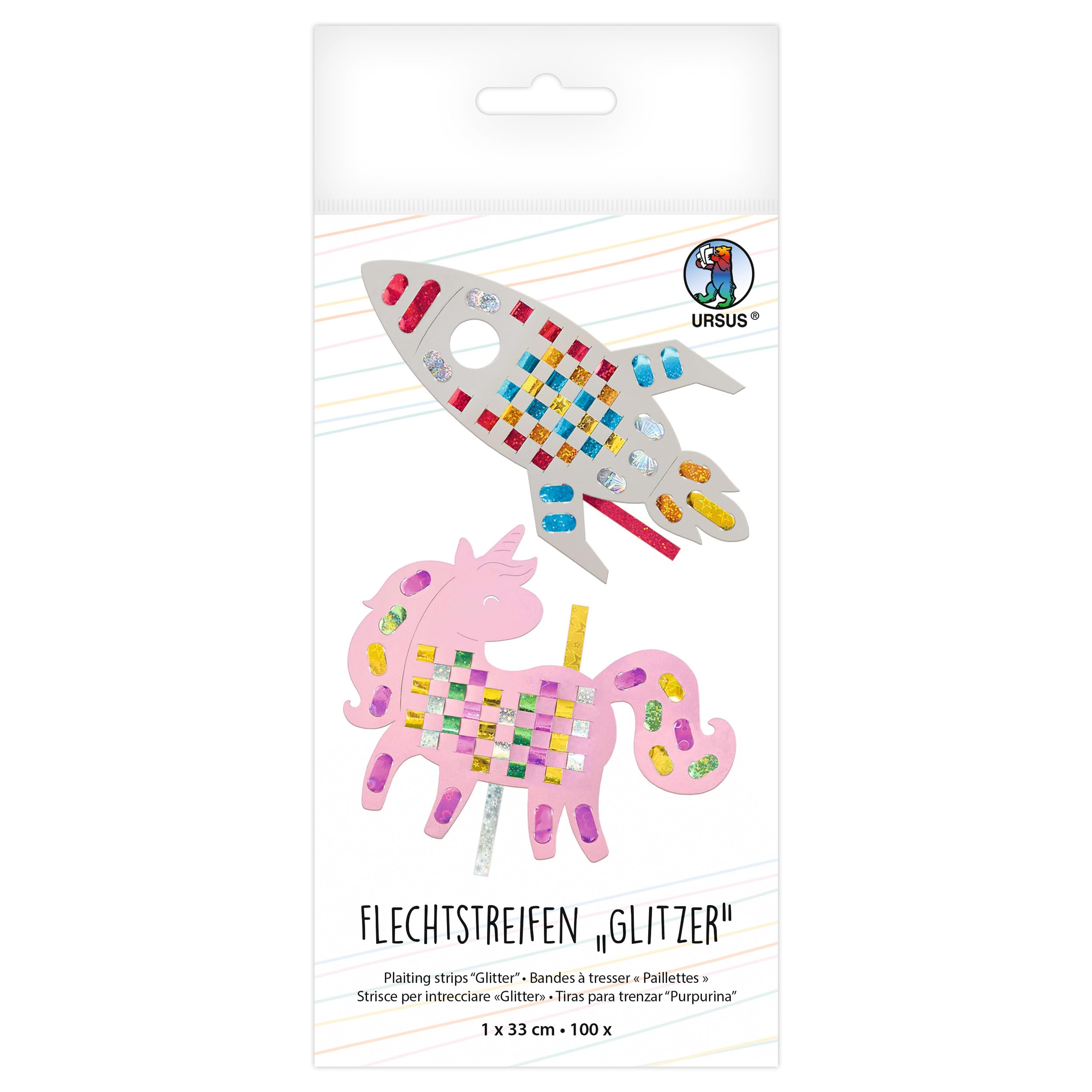 ursus-570-00-99-flechtstreifen-glitzer-hologrammfolie-1x33-cm-100-streifen-selbs image 1