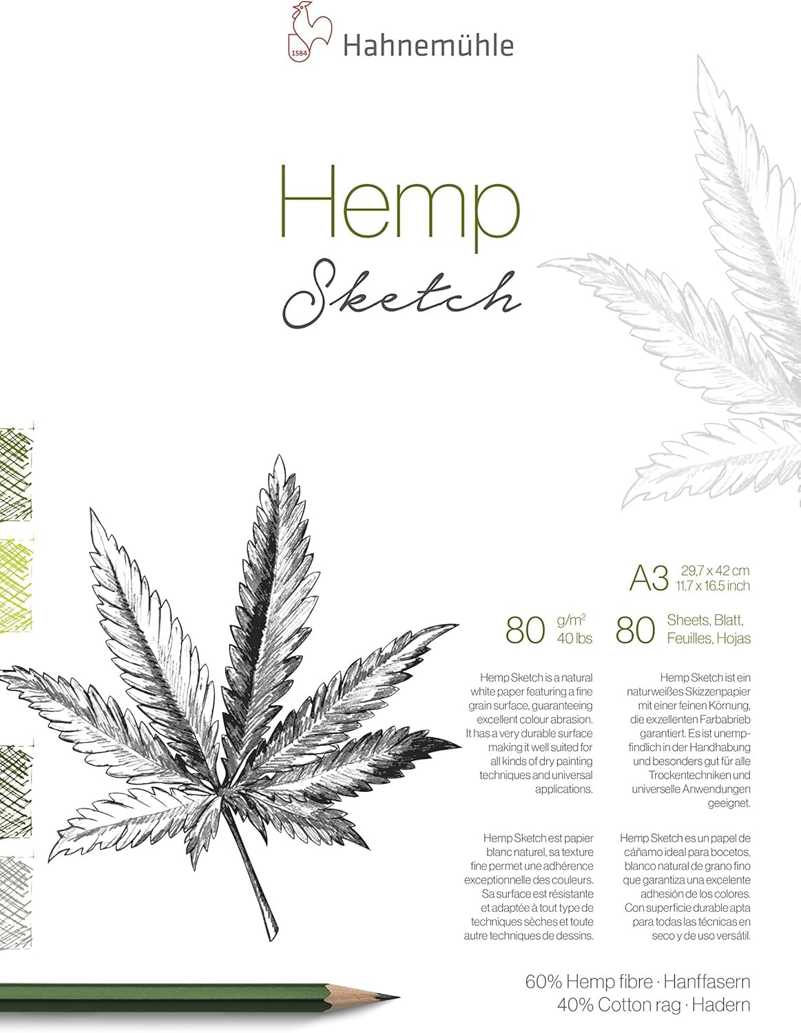 hahnem-hle-hemp-sketch-zeichenblock-din-a5-80-g-m-80-blatt-naturwei image 6