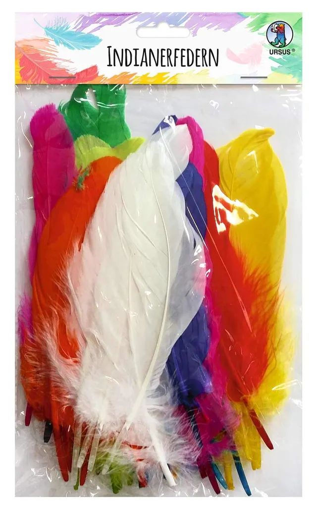 ursus-indianerfedern-mix-50-st-ck-16-20-cm-naturfedern-in-10-farben image 1