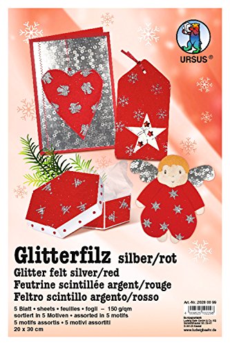 ursus-glitter-filz-silber-rot-20-x-30-cm-150-g-qm-5-bogen-in-5-motiven image 4