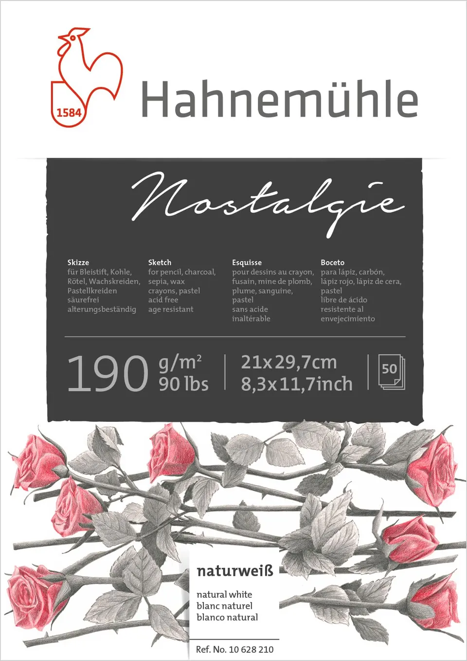 hahnem-hle-skizzenpapier-nostalgie-190-g-m-a4-block-50-blatt image 1