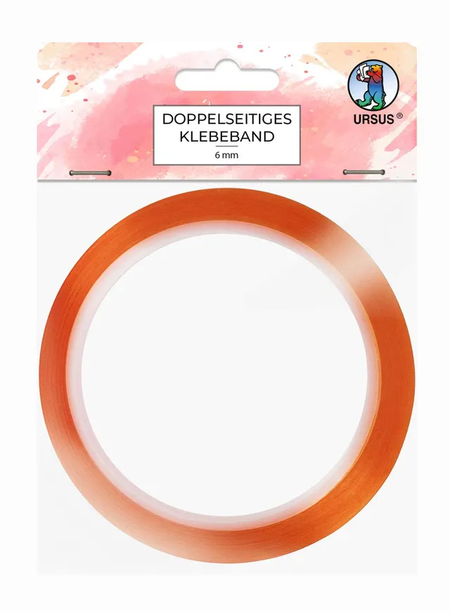 ursus-44010000-doppelseitiges-klebeband-rot-6-mm-x-10-m-transparent image 1
