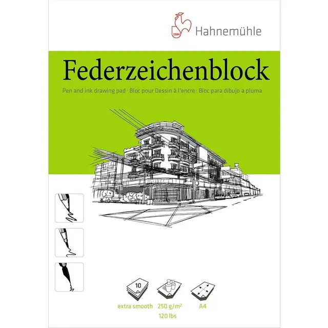 hahnem-hle-federzeichenblock-din-a4-250-g-m-10-blatt image 1