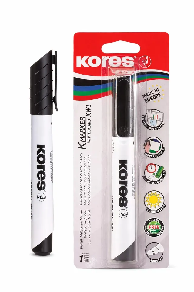 kores-xw1-whiteboard-marker-schwarz-rundspitze-1-st-ck-auf-blister image 1