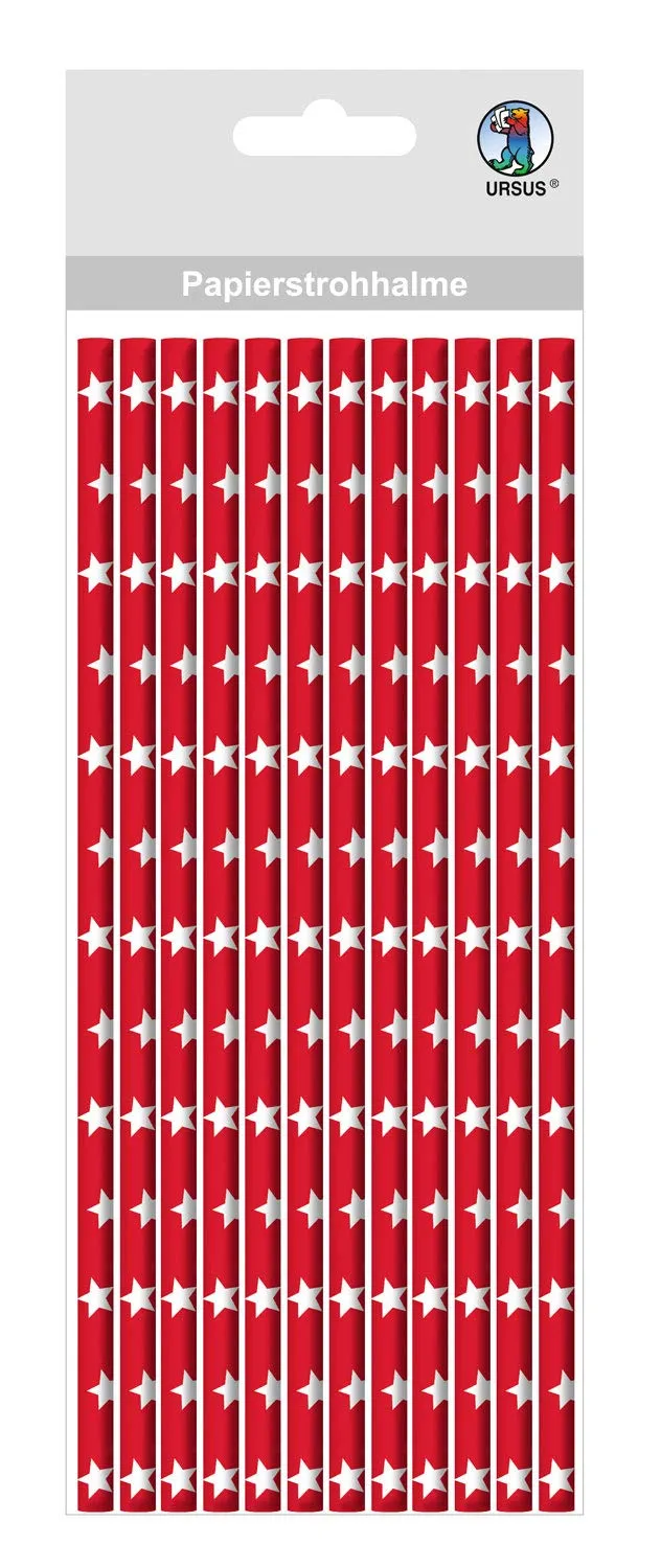 ursus-56770037-papierstrohhalme-mit-sternen-rot-gr-e-l-12-st-ck image 1