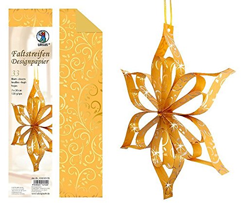 ursus-16030000-faltstreifen-designpapier-goldranken-7x30-cm-120-g-33-blatt image 3