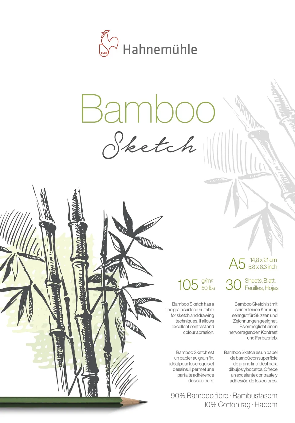 hahnem-hle-bamboo-skizzenblock-105-g-m-din-a5-30-blatt image 1