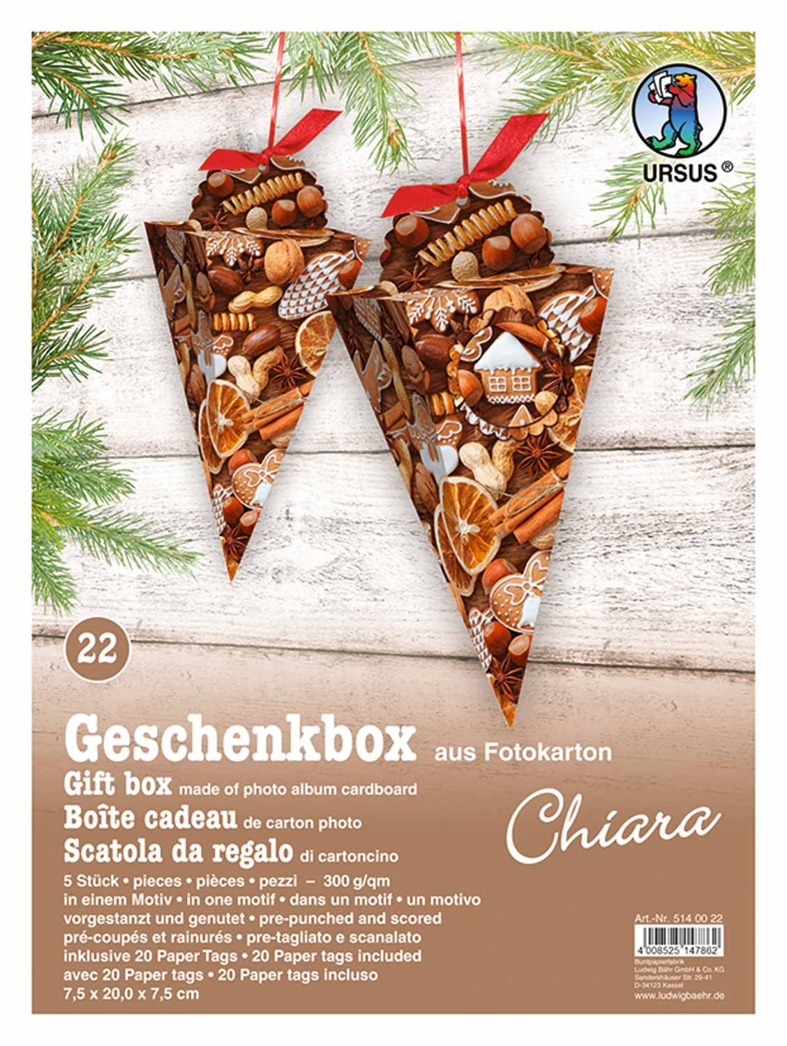 ursus-5140022-geschenkbox-chiara-weihnachten-5-st-ck-mit-20-paper-tags image 1