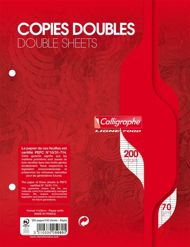 clairefontaine-calligraphe-5080c-klausurb-gen-17x22-cm-franz-sische-lineatur-70g image 1