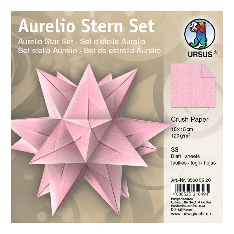 ursus-35605526-faltbl-tter-aurelio-stern-crush-paper-rosa-15-x-15-cm-33-blatt image 1
