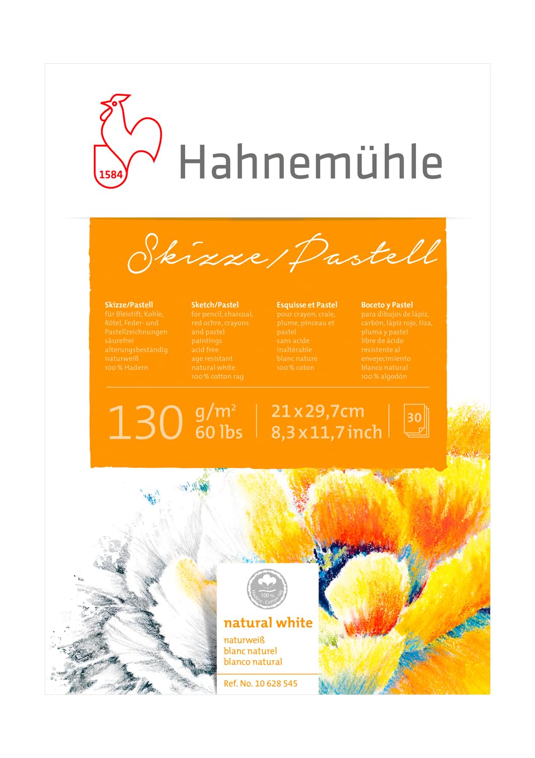 hahnem-hle-skizze-pastell-block-din-a4-130-g-100-hadern-30-blatt-rau image 1
