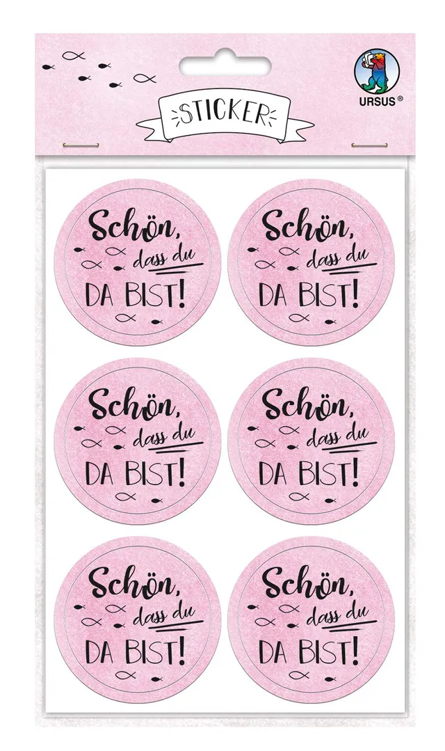 ursus-sticker-sch-n-dass-du-da-bist-rosa-selbstklebende-deko-sticker-ca-4-8-cm-2 image 1