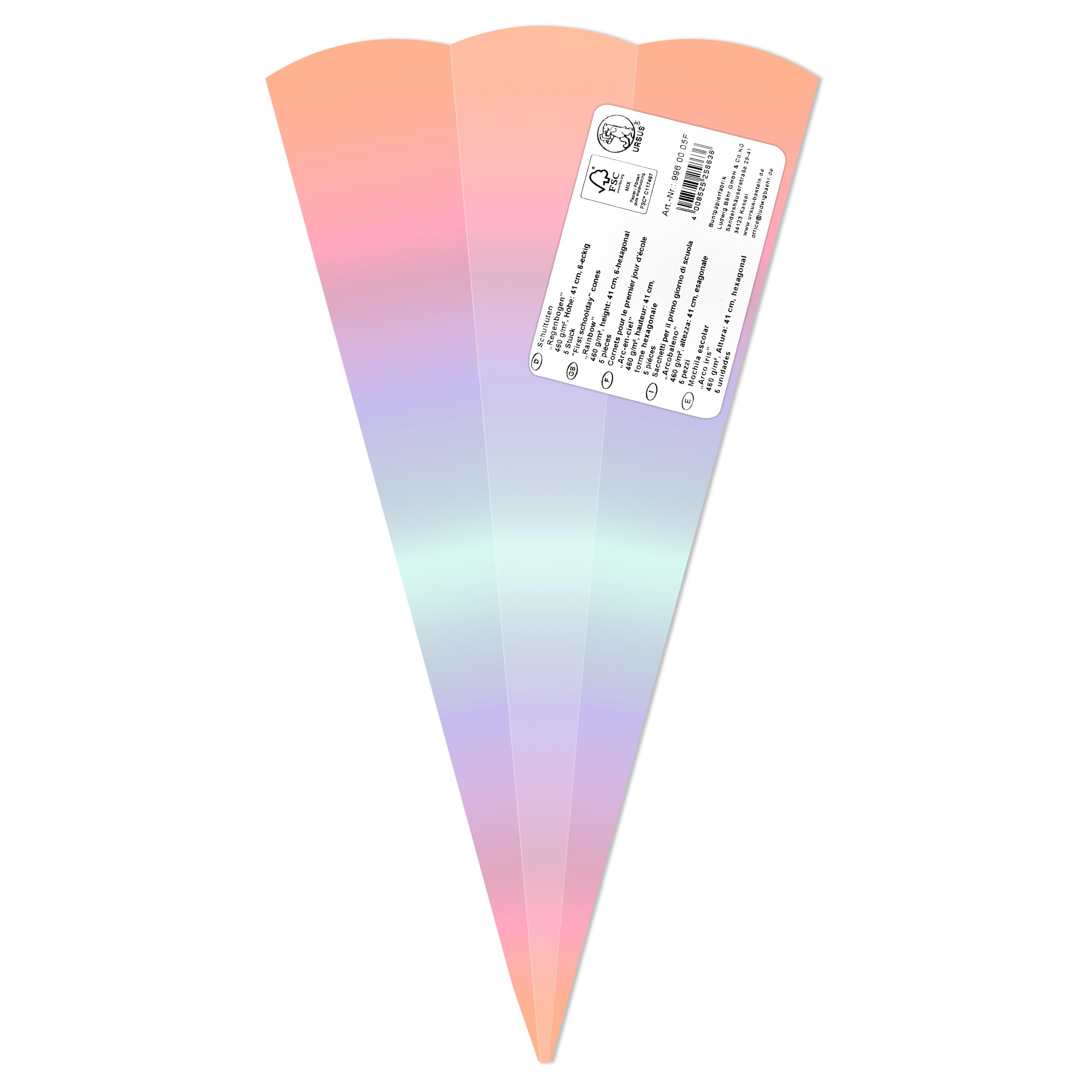 ursus-996-00-02f-schult-ten-regenbogen-5-st-ck-bastel-rohlinge-41-cm-6-eckig image 5
