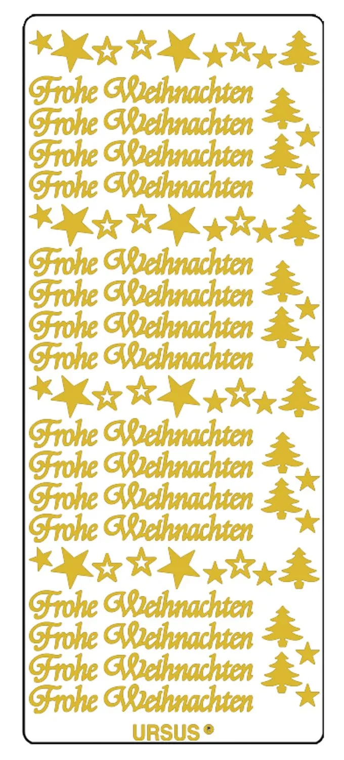 ursus-kreativ-sticker-frohe-weihnachten-1-gold-5-bogen-10x23-cm-selbstklebend image 1