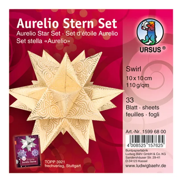 ursus-15996800-faltbl-tter-aurelio-stern-swirl-creme-gold-33-blatt-10x10-cm image 1
