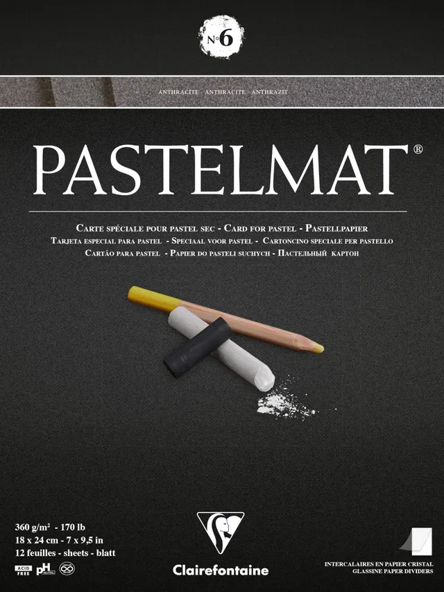 clairefontaine-pastelmat-96003c-zeichenblock-18x24-cm-12-blatt-360g-anthrazit image 1