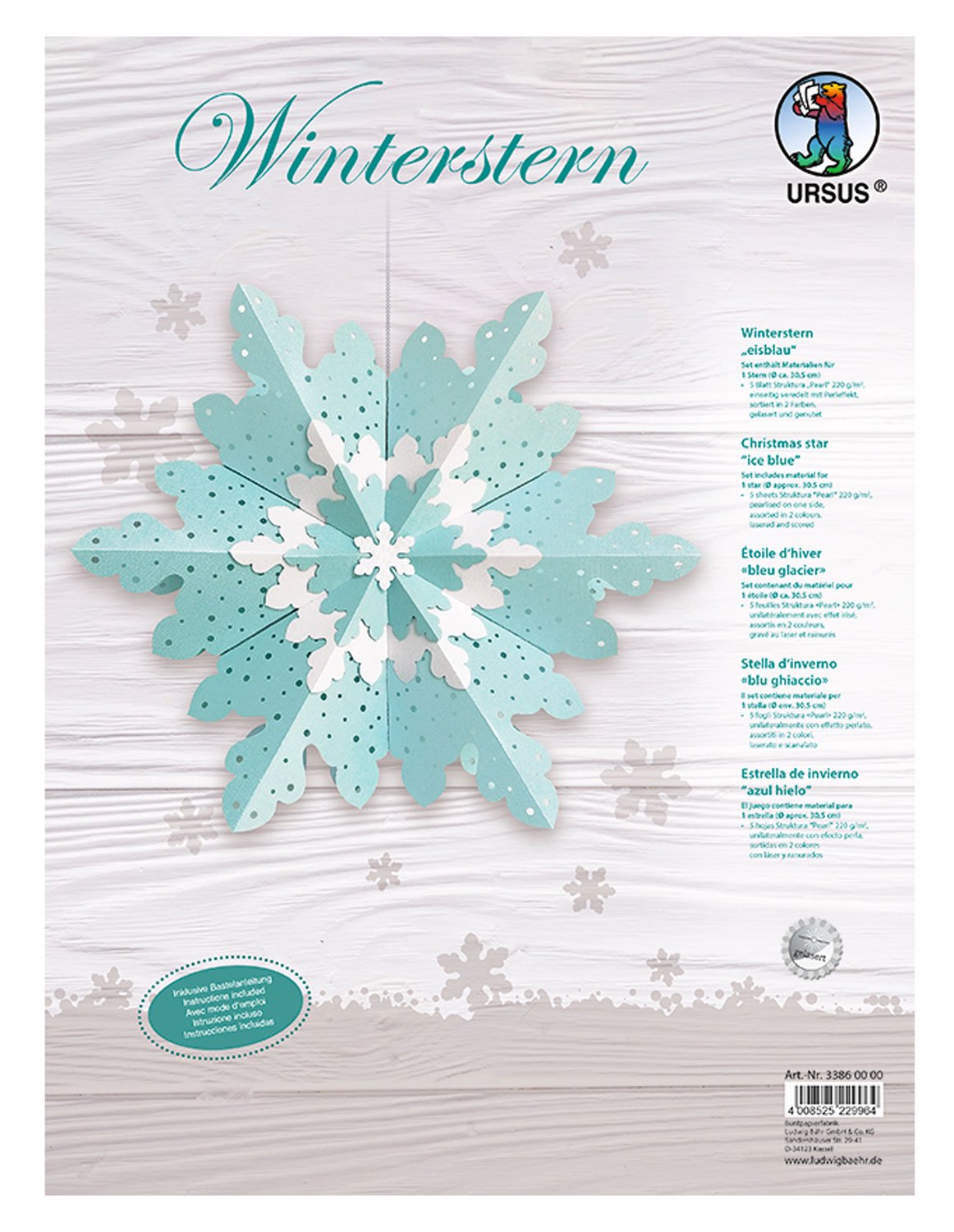 ursus-33860000-winterstern-eisblau-bastelset-f-r-1-stern-ca-30-5-cm-durchmesser- image 1