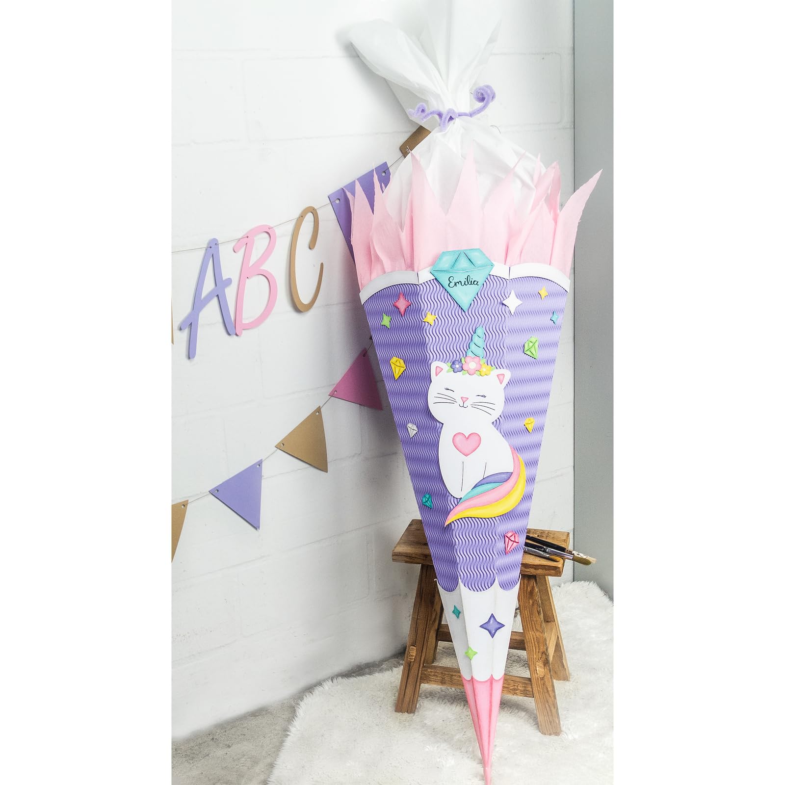 ursus-schult-ten-bastelset-kittycorn-68-cm-6-eckig-3d-colorwellpappe image 4