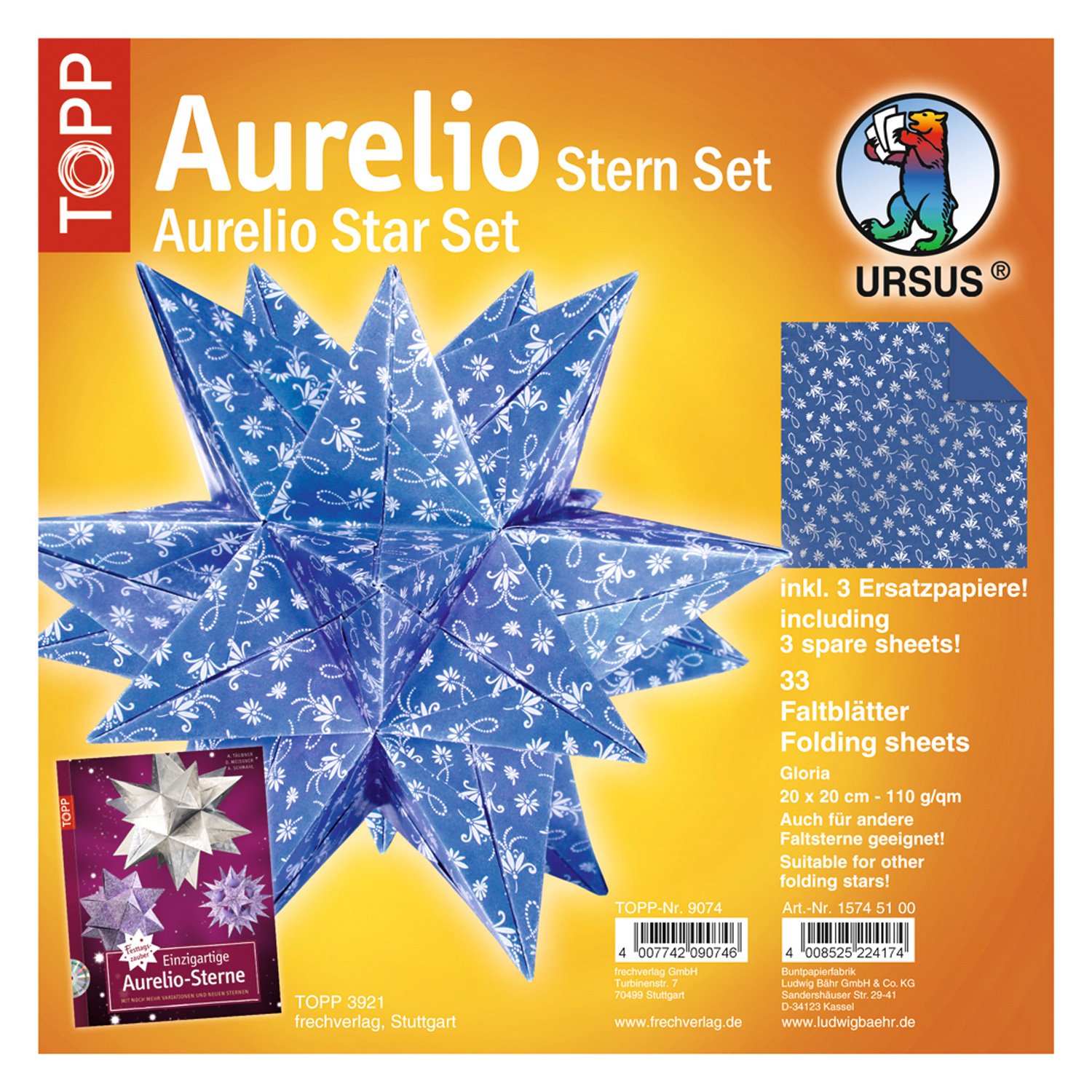 ursus-15405100-faltbl-tter-aurelio-stern-sternchen-rot-gold-33-blatt-20-x-20-cm- image 8