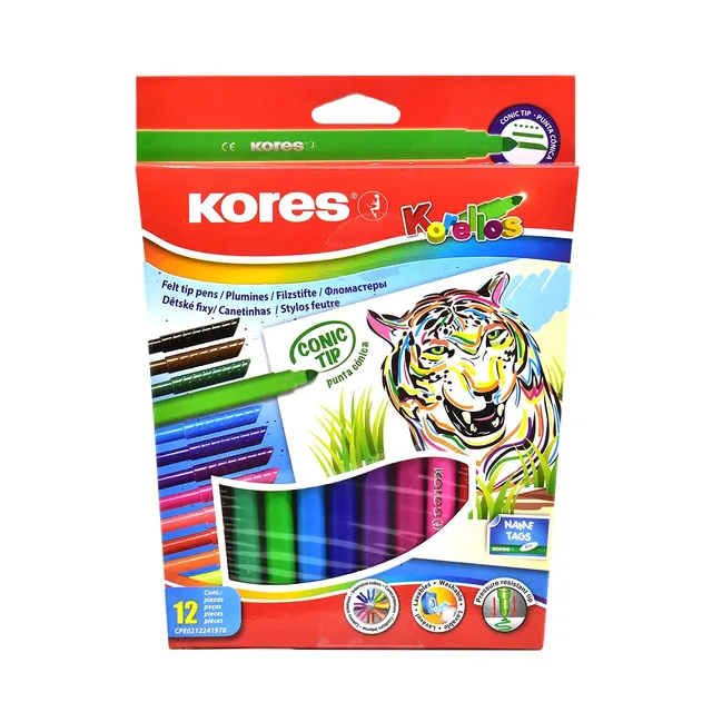 kores-korellos-filzstifte-konische-spitze-waschbar-12-farben image 1