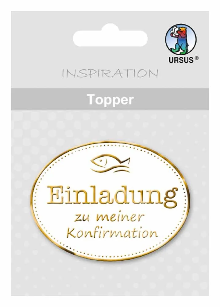 ursus-56700008-topper-einladung-zu-meiner-konfirmation-wei-gold-8-st-ck-6-5-x-7- image 1