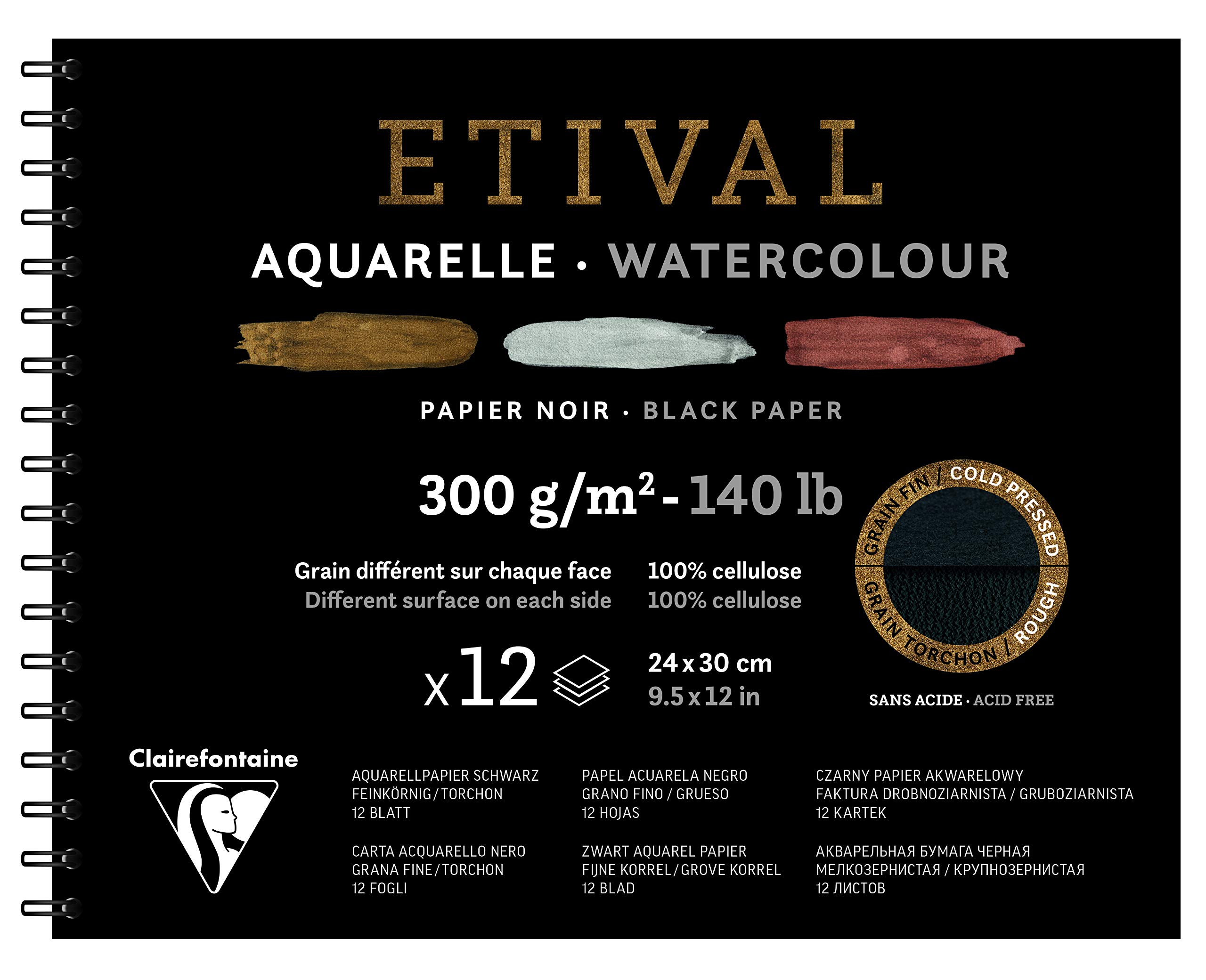 clairefontaine-etival-spiralalbum-schwarz-24x30cm-300g-12-blatt-zeichenpapier image 1