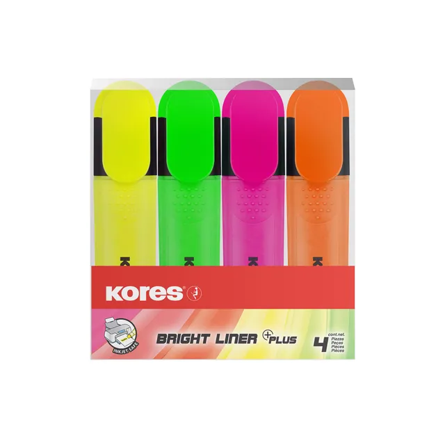 kores-bright-liner-plus-textmarker-4er-set-keilspitze-sortierte-farben image 1