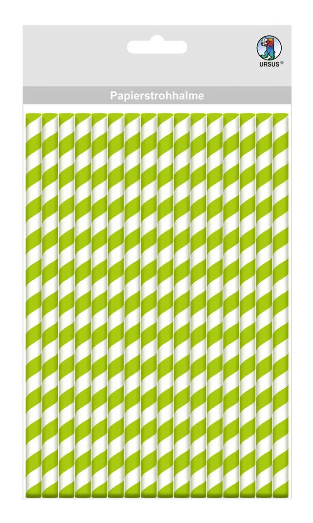 ursus-56750006-papierstrohhalme-streifen-gr-n-s-19-5-cm-24-st-ck image 1