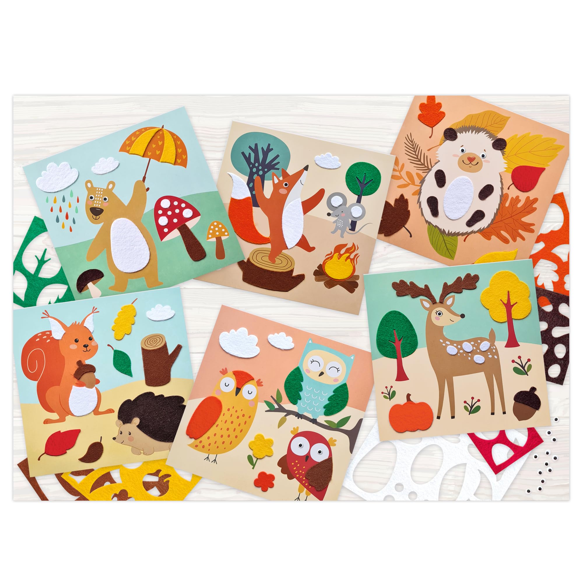 ursus-bastelset-filzbilder-forest-friends-8800002f-6-motivkarten-20-x-20-cm-mit- image 2