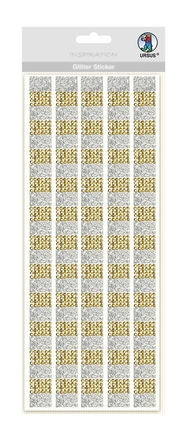 ursus-59460002-glitter-sticker-silber-gold-selbstklebende-schmuckstein-streifen image 1