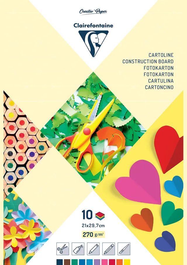 clairefontaine-97344c-fotokarton-block-din-a4-270-g-m-farbig-sortiert-10-blatt image 1