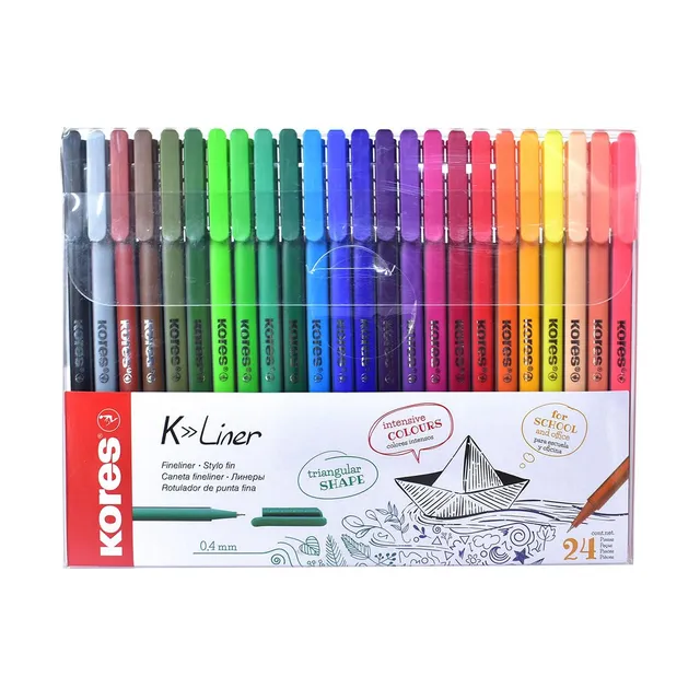 kores-k-liner-fineliner-0-4-mm-24-farben-dreikantschaft image 1