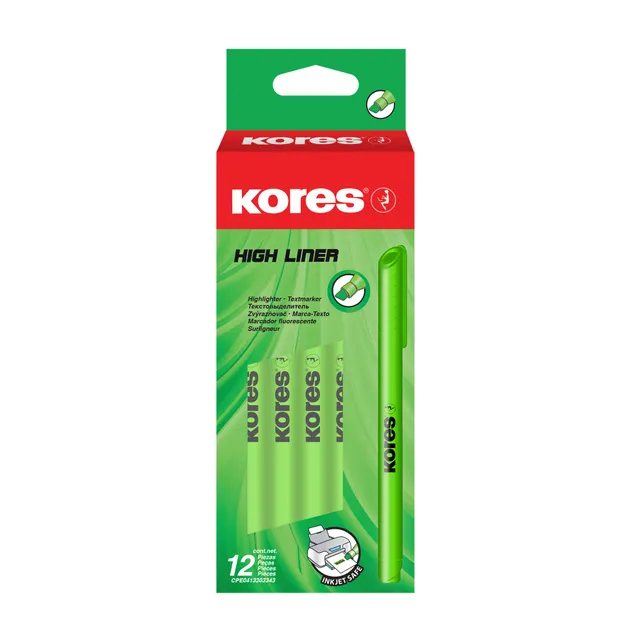 kores-high-liner-fine-textmarker-keilspitze-gr-n-12er-pack image 1