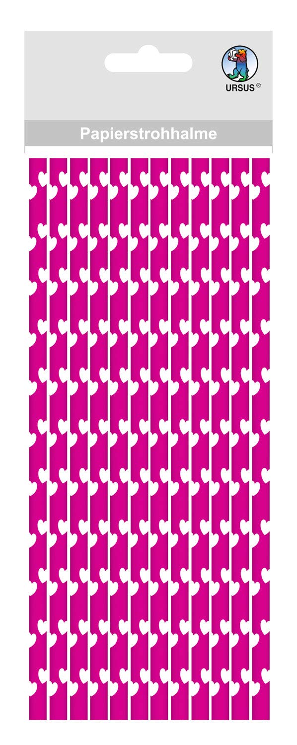 ursus-56770036-papierstrohhalme-herzen-eosin-gr-e-l-12-st-ck-19-5-cm image 1