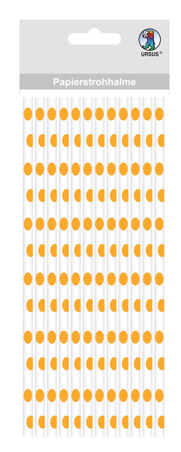 ursus-56770024-papierstrohhalme-punkte-orange-l-19-5-cm-12-st-ck image 1