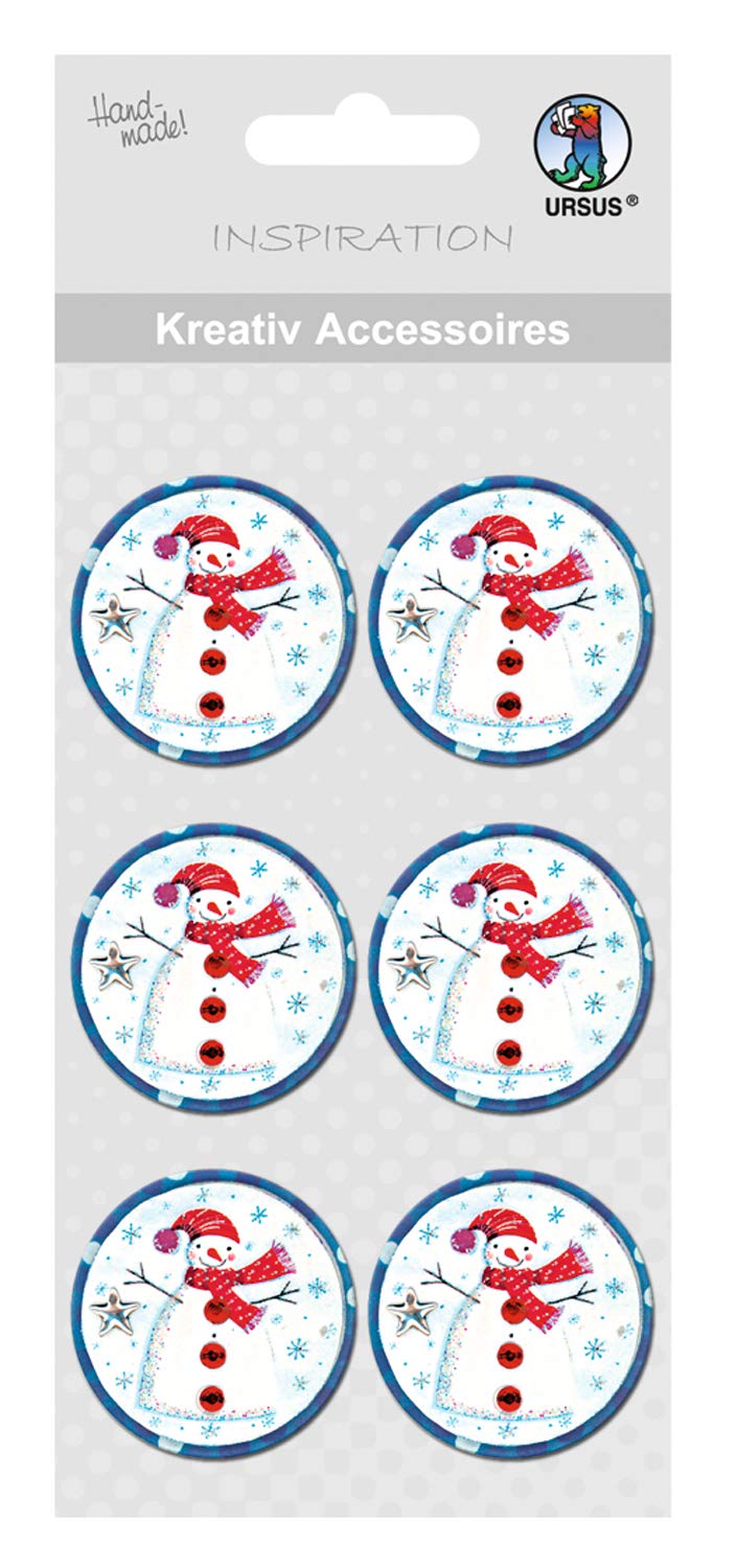 ursus-564000173-kreativ-accessoires-schneemann-rund-6-selbstklebende-sticker image 1