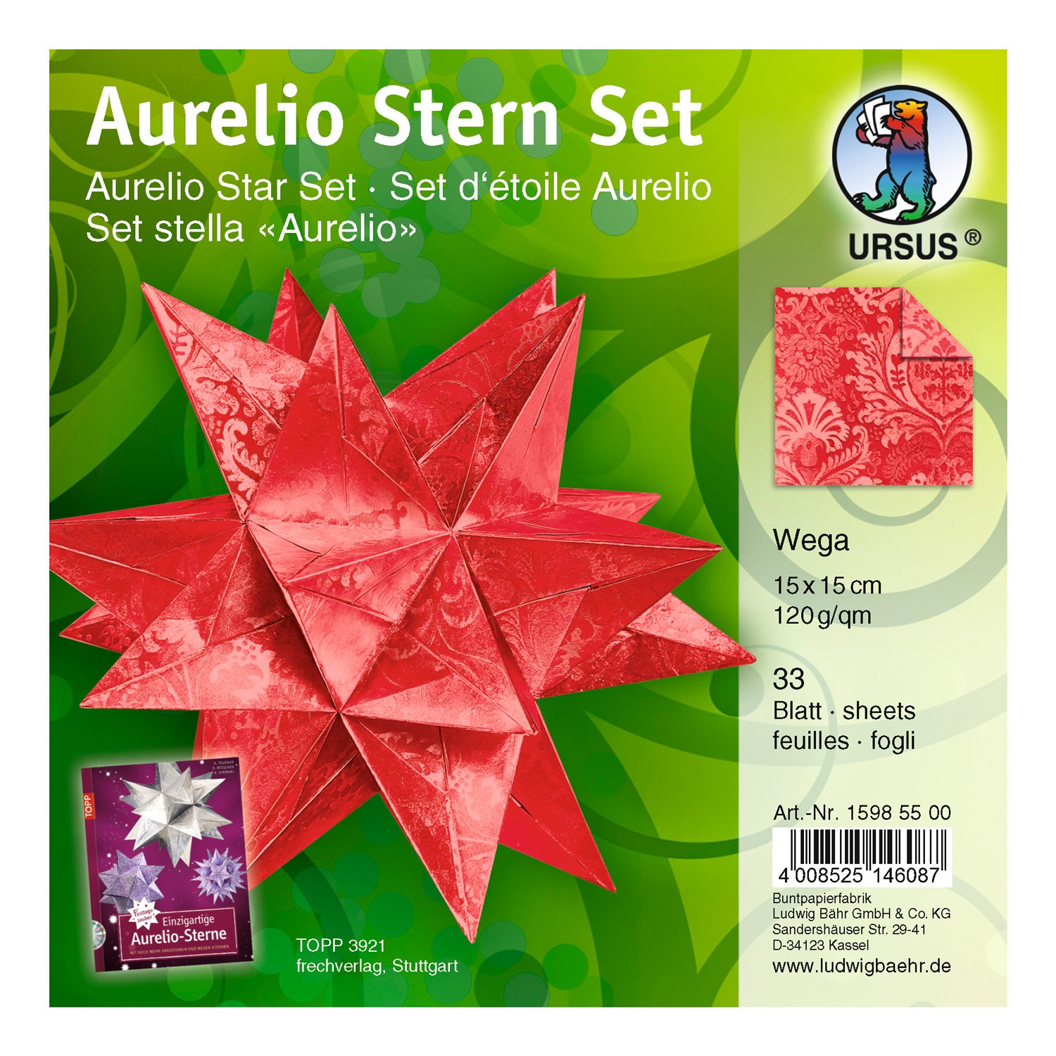 ursus-15985500-faltbl-tter-aurelio-stern-wega-rot-15x15-cm-33-blatt image 1