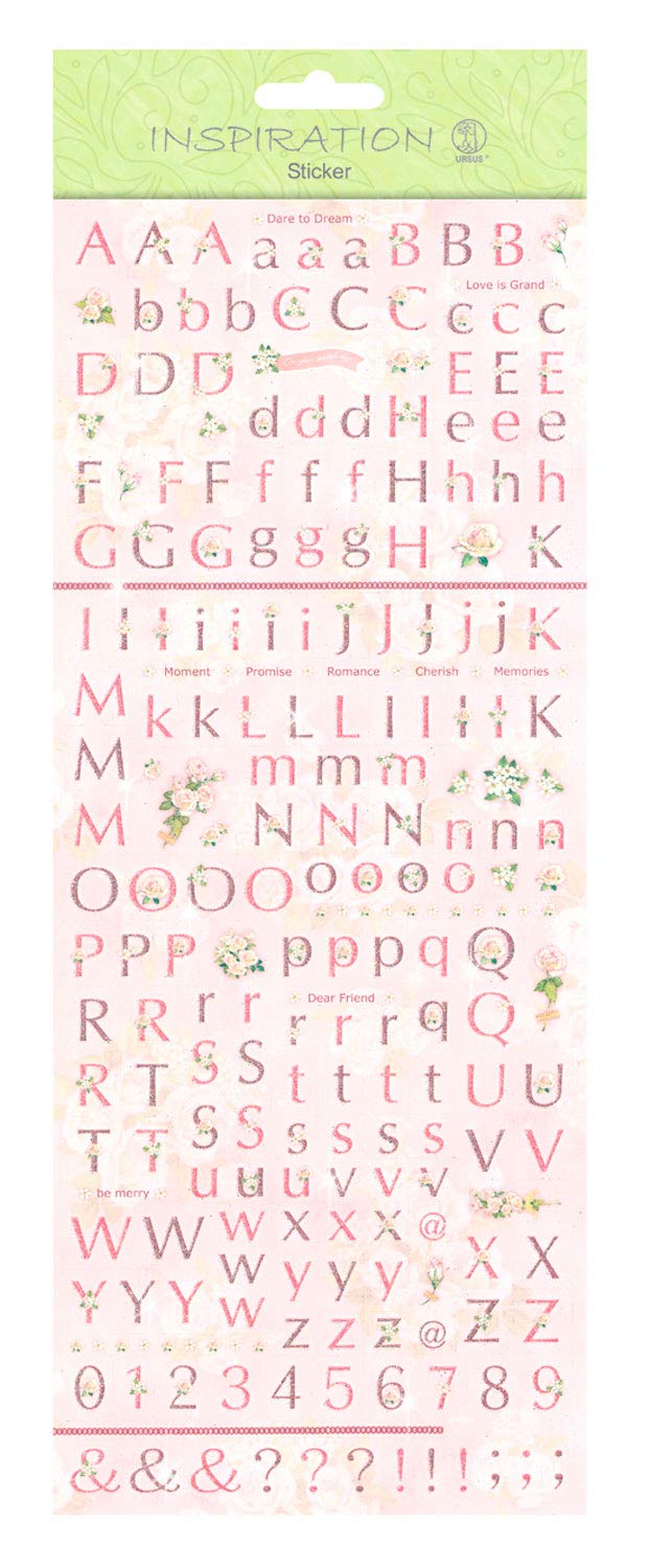 ursus-59700013-flat-sticker-letters-altrosa-mit-glittereffekt-12-4-x-30-4-cm image 1