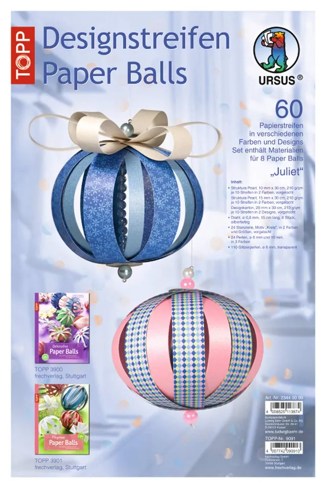 ursus-designstreifen-paper-balls-juliet-f-r-8-kugeln-ca-10-cm-60-streifen-mit-zu image 1