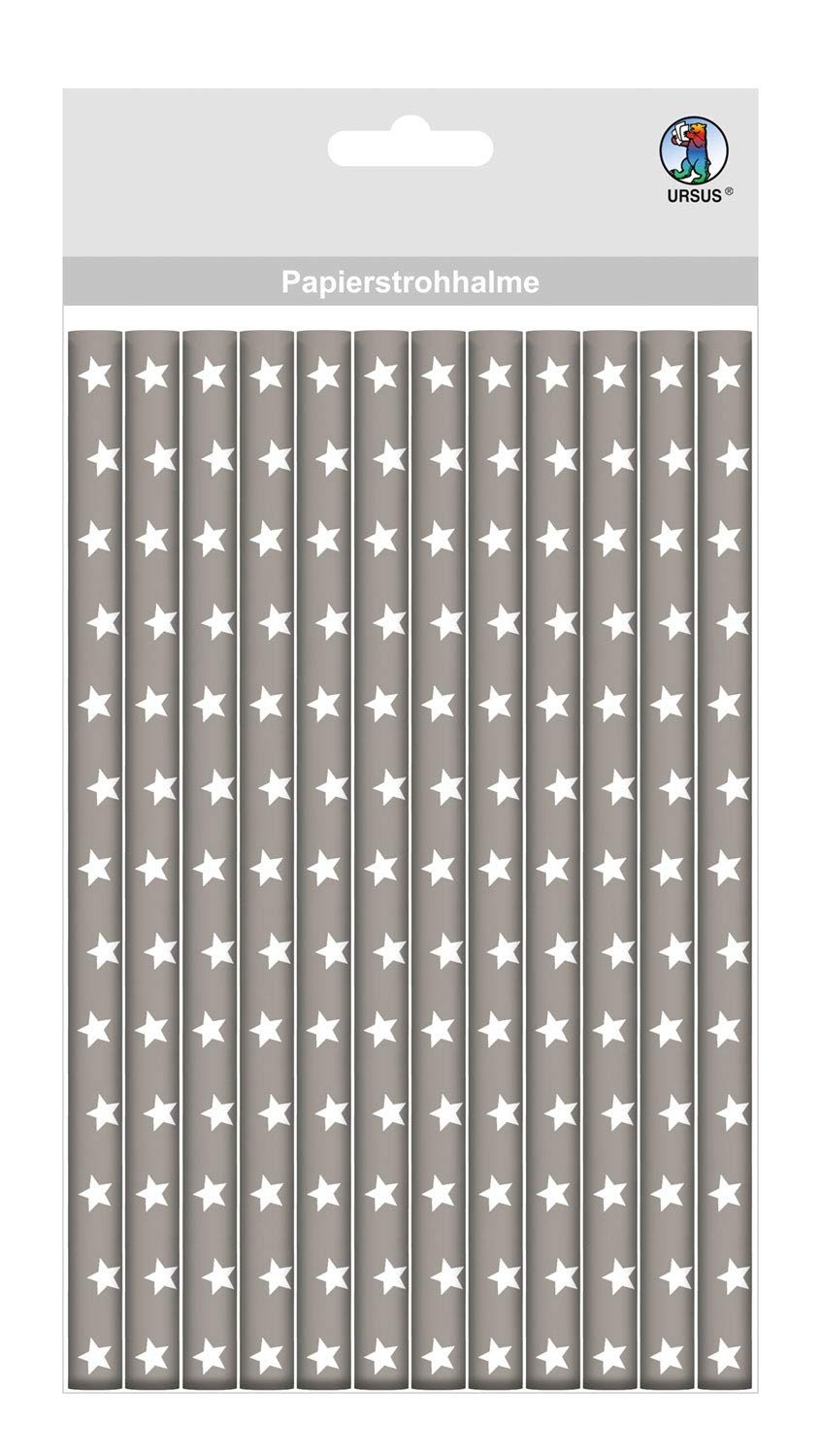 ursus-56770040-papierstrohhalme-sterne-grau-l-19-5-cm-12-st-ck image 1