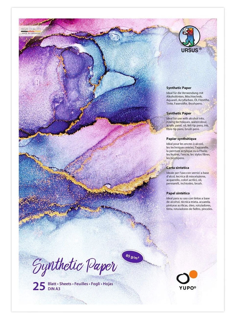 ursus-16264000-yupo-synthetic-paper-din-a3-25-blatt-85-g-qm image 1
