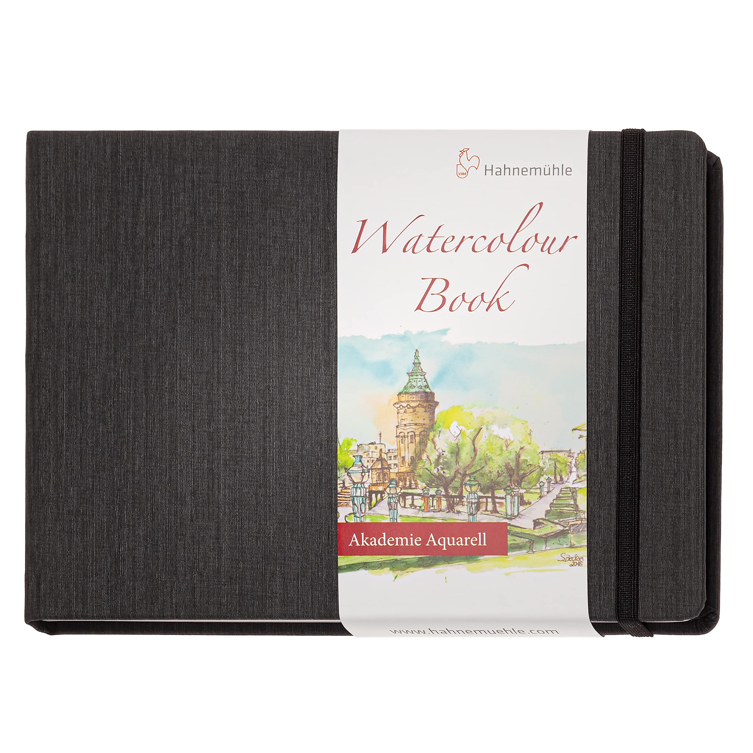 hahnem-hle-aquarellbuch-schwarz-a5-quer-200-g-m-30-blatt-personalisiert image 1
