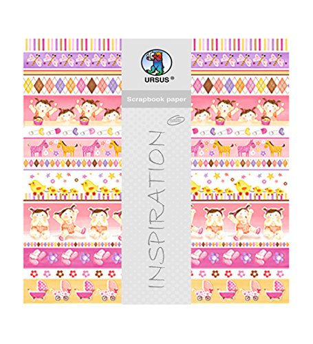 ursus-703000106-premium-glitter-scrapbook-paper-baby-girl-30-5-x-30-5-cm-5-blatt image 3