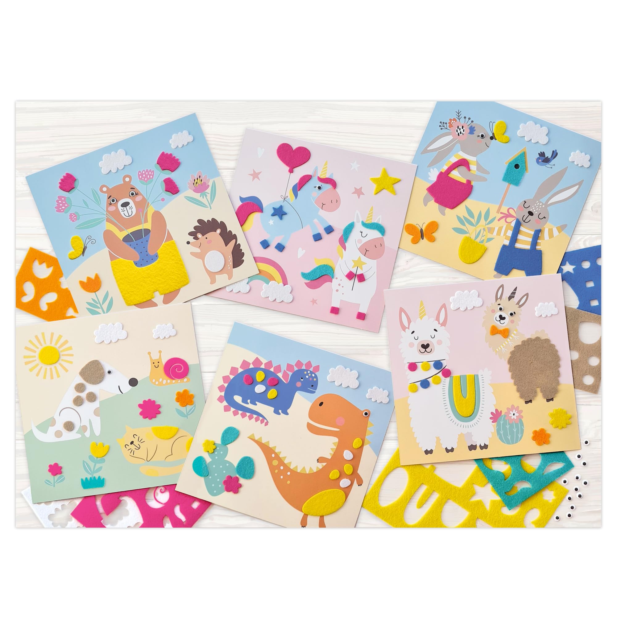 ursus-bastelset-filzbilder-happy-friends-8800001f-6-motivkarten-20-x-20-cm-mit-f image 2