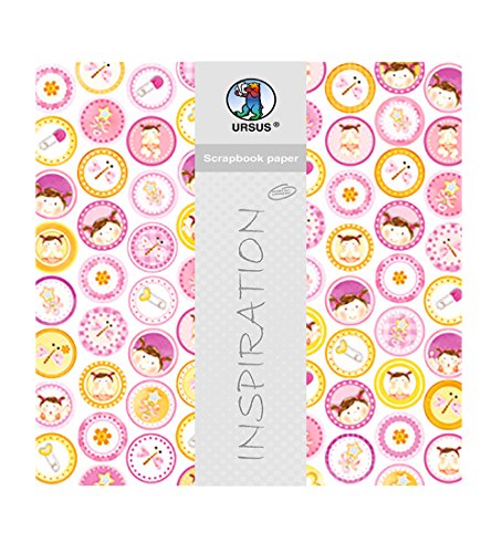 ursus-703000102-premium-glitter-scrapbook-paper-baby-girl-30-5-x-30-5-cm-5-blatt image 3