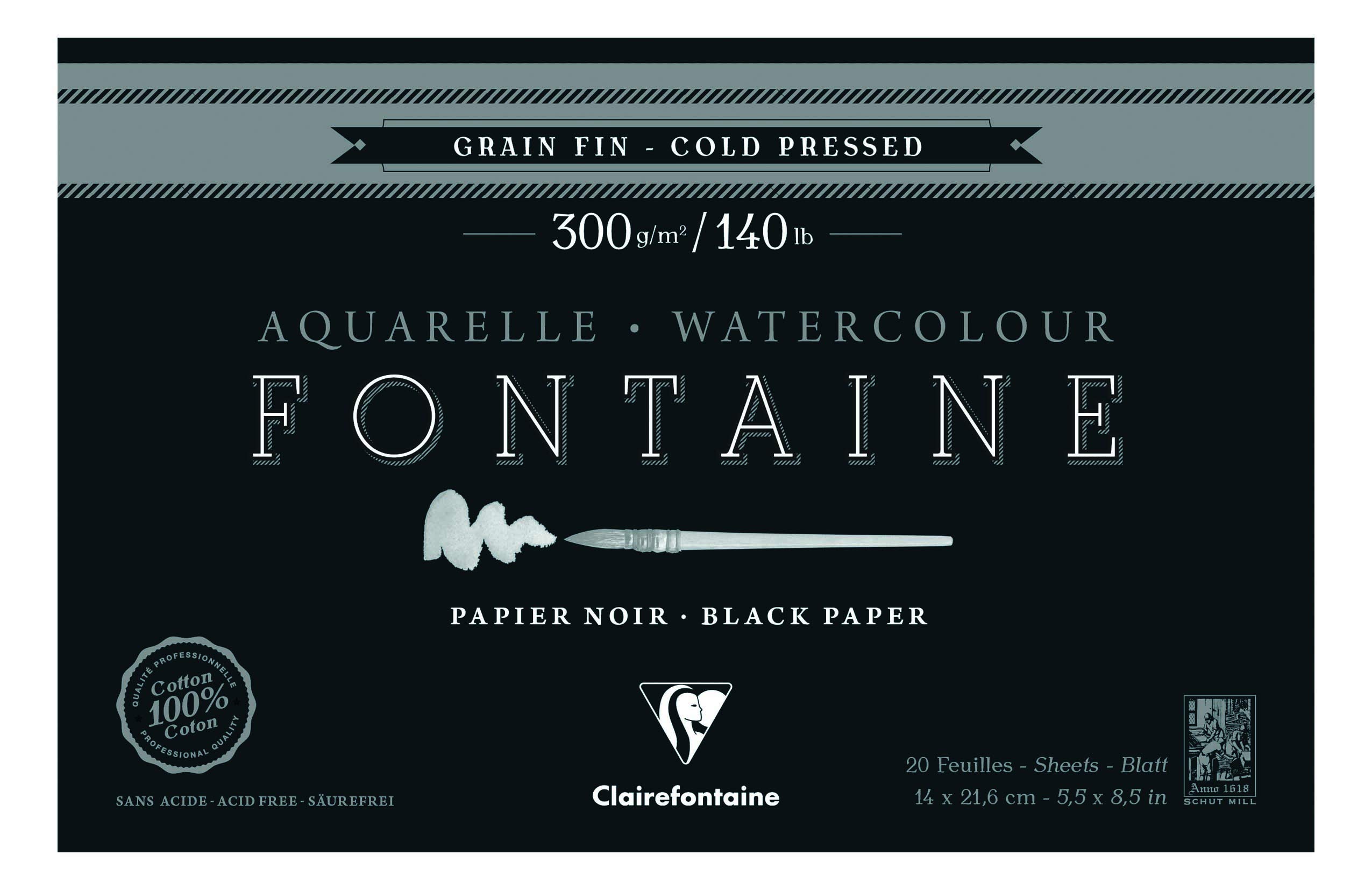 clairefontaine-fontaine-malblock-10x15-cm-300g-schwarz-20-blatt-feine-k-rnung image 2