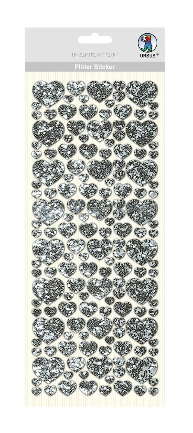 ursus-59480001-flitter-sticker-herz-silber-12-x-29-cm-selbstklebend image 1
