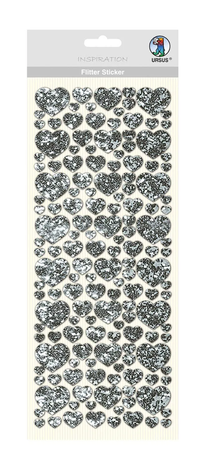 ursus-59480001-flitter-sticker-herz-silber-12-x-29-cm-selbstklebend image 1